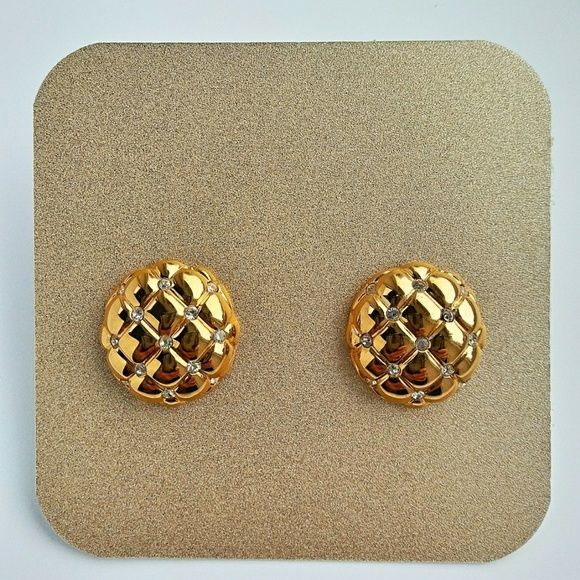 Vintage Goldtone Earrings ▪ Monet ▪ Trifari Style - Picture 4 of 6